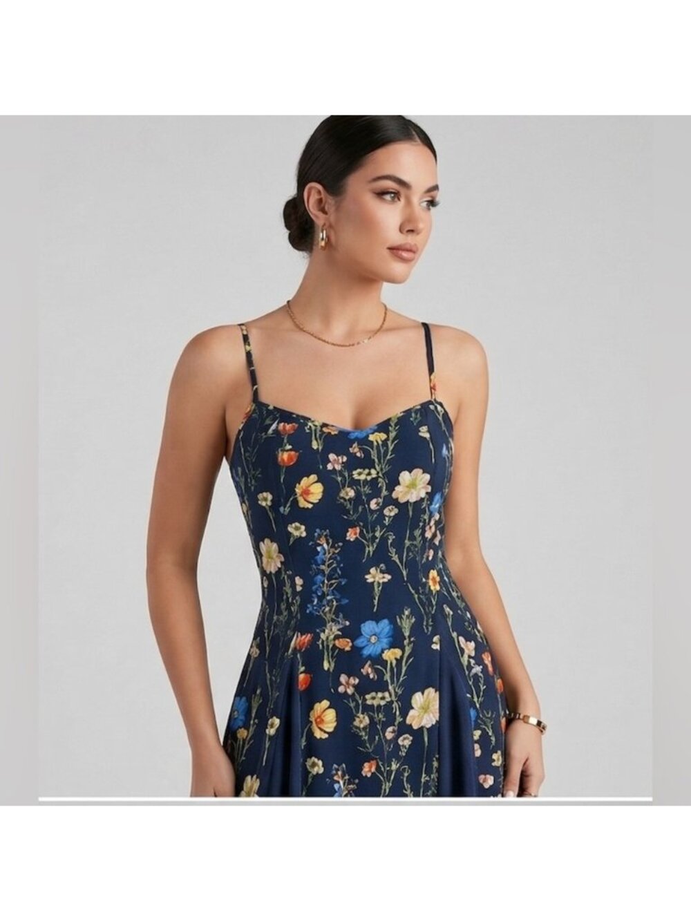 Midnight Navy Floral Print Maxi Dress - Picture 6 of 10